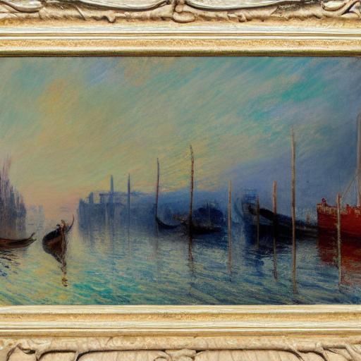 Gondolas in Watercolor Sunrise: Impressionist Seascape