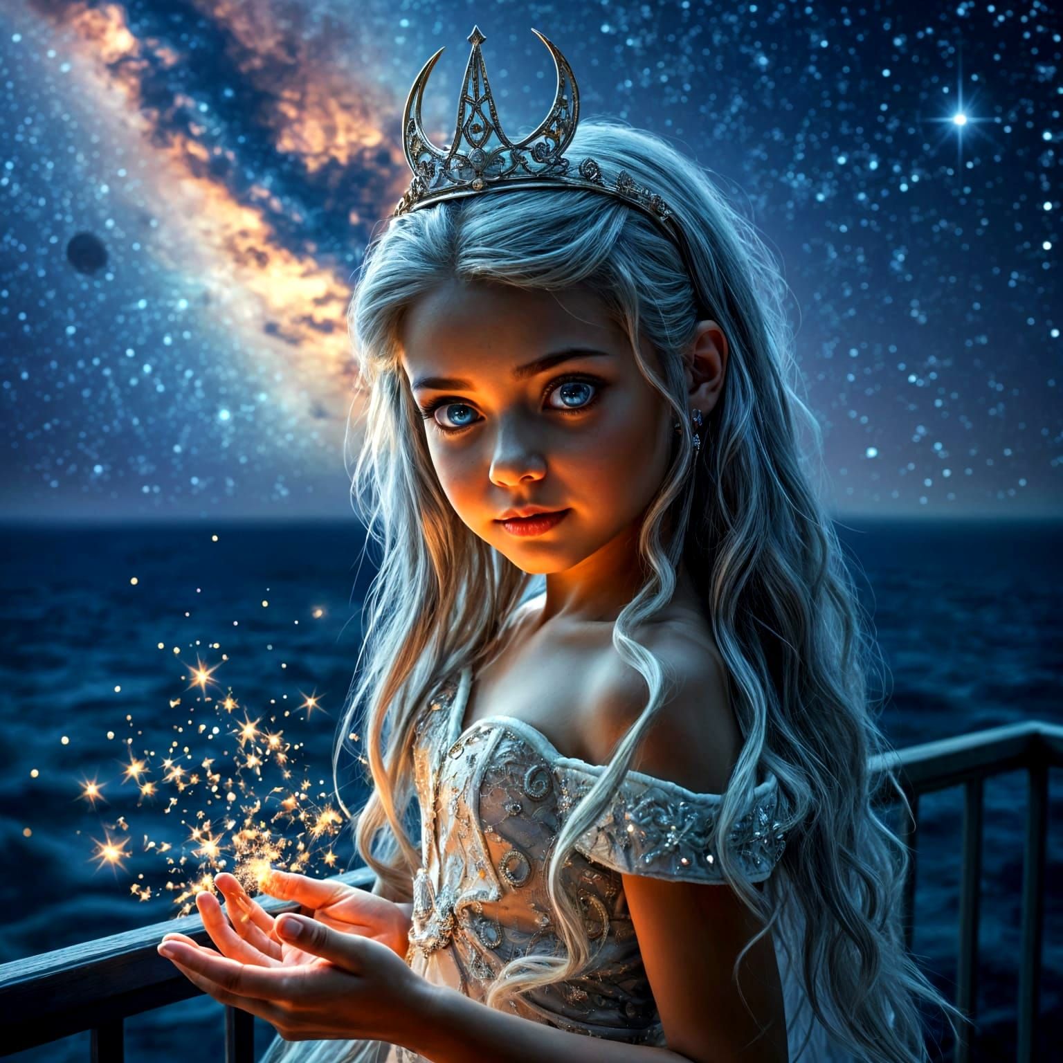 Ethereal Princess Commands the Cosmos in Celestial Gown