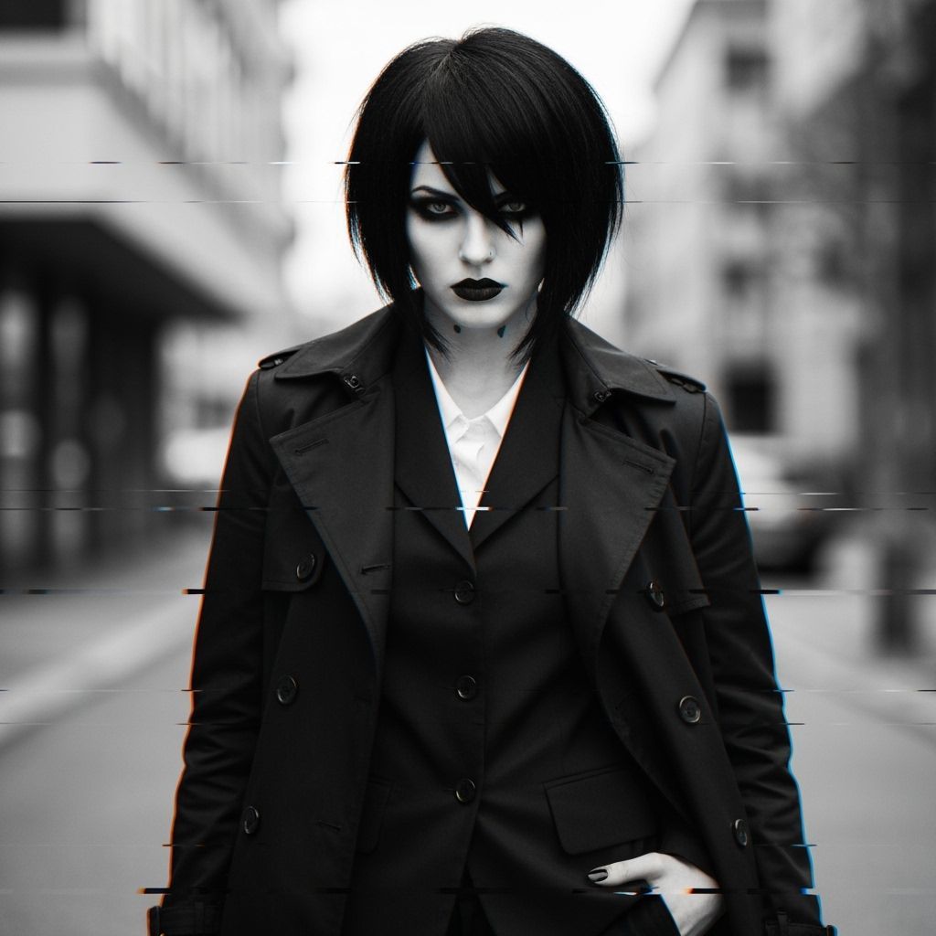 High Contrast Emo Portrait with Glitch Effects