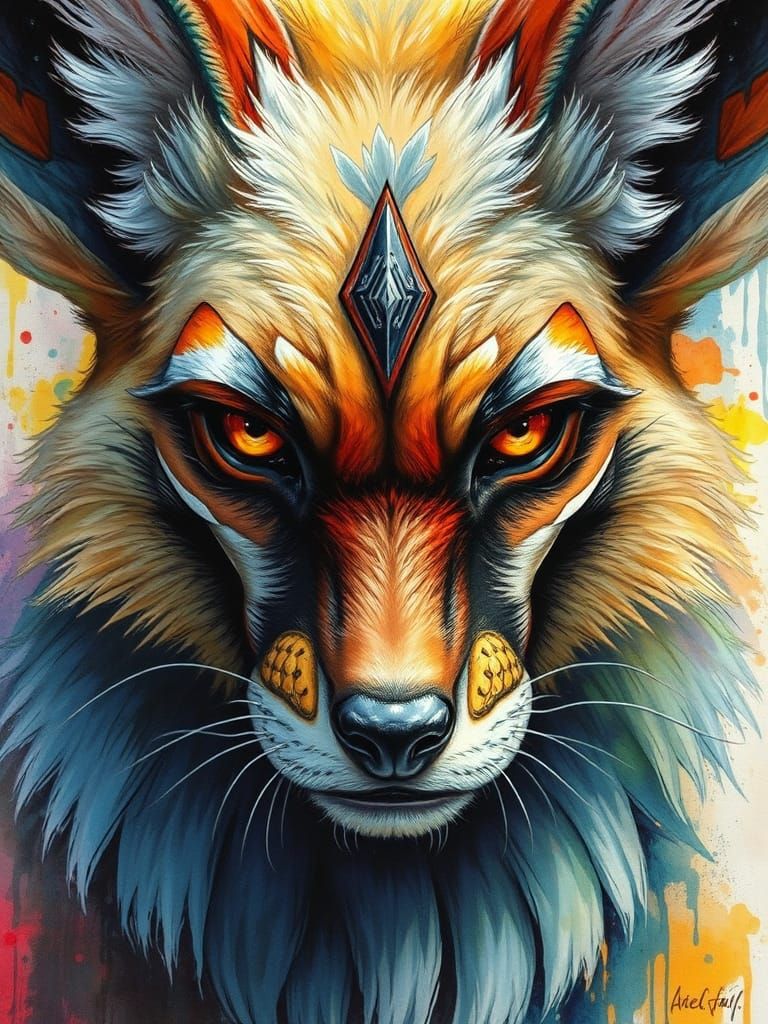 Fennec Fox King Portrait in Comic Art Style