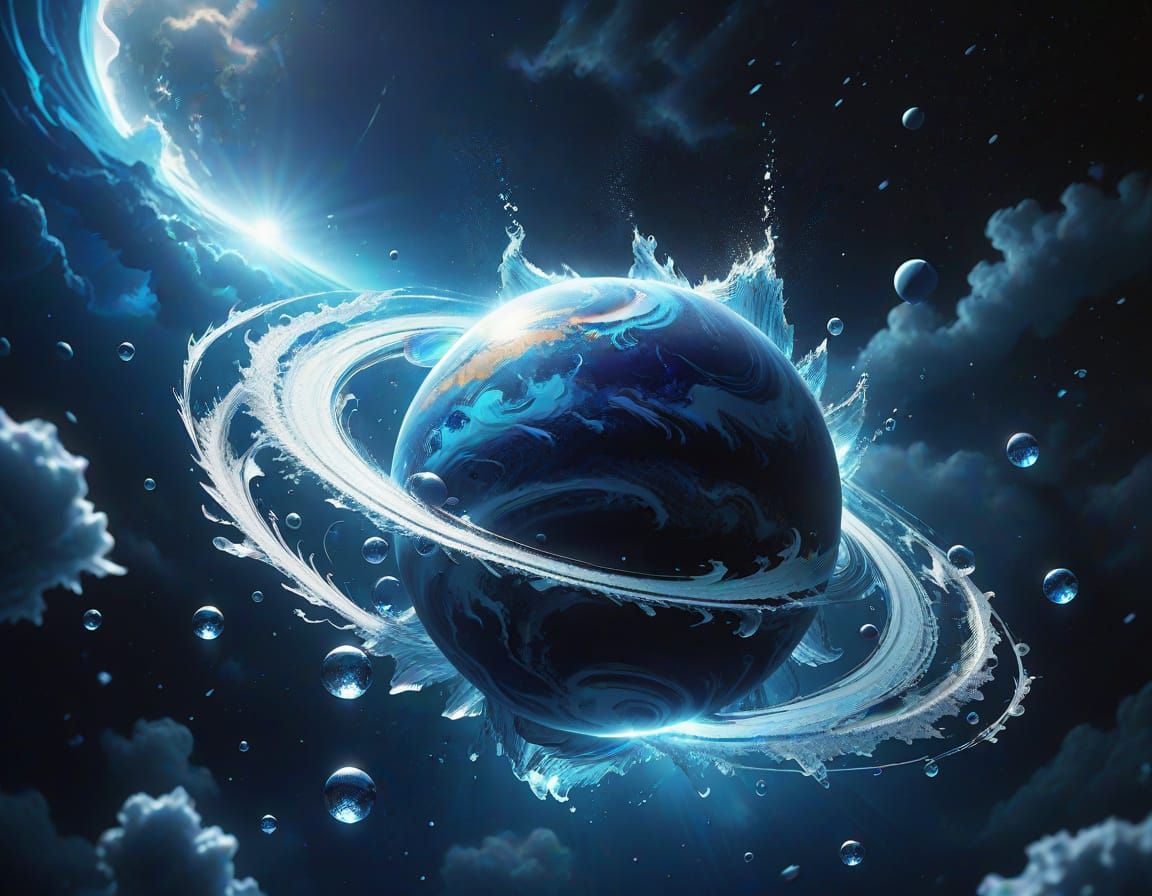 Majestic Neptune Planet in Vibrant, Deep Blue Atmosphere