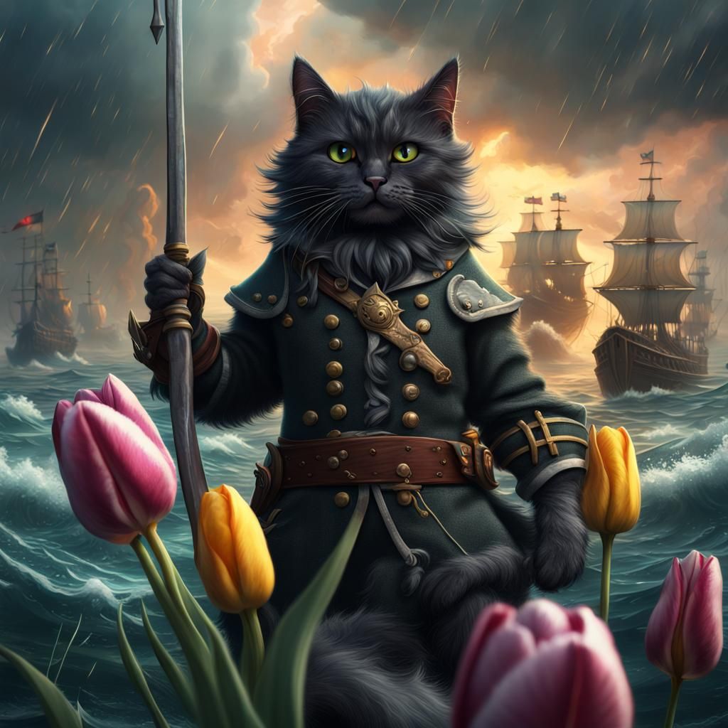 Black Cat Pirate Army on Tulip at Sea