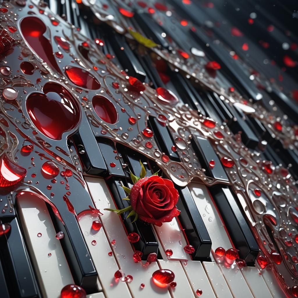 Dewdrop Fantasy World: Macro Still Life in Digital Art Style