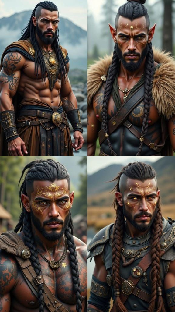 Otherworldly Viking Warrior with Golden Markings