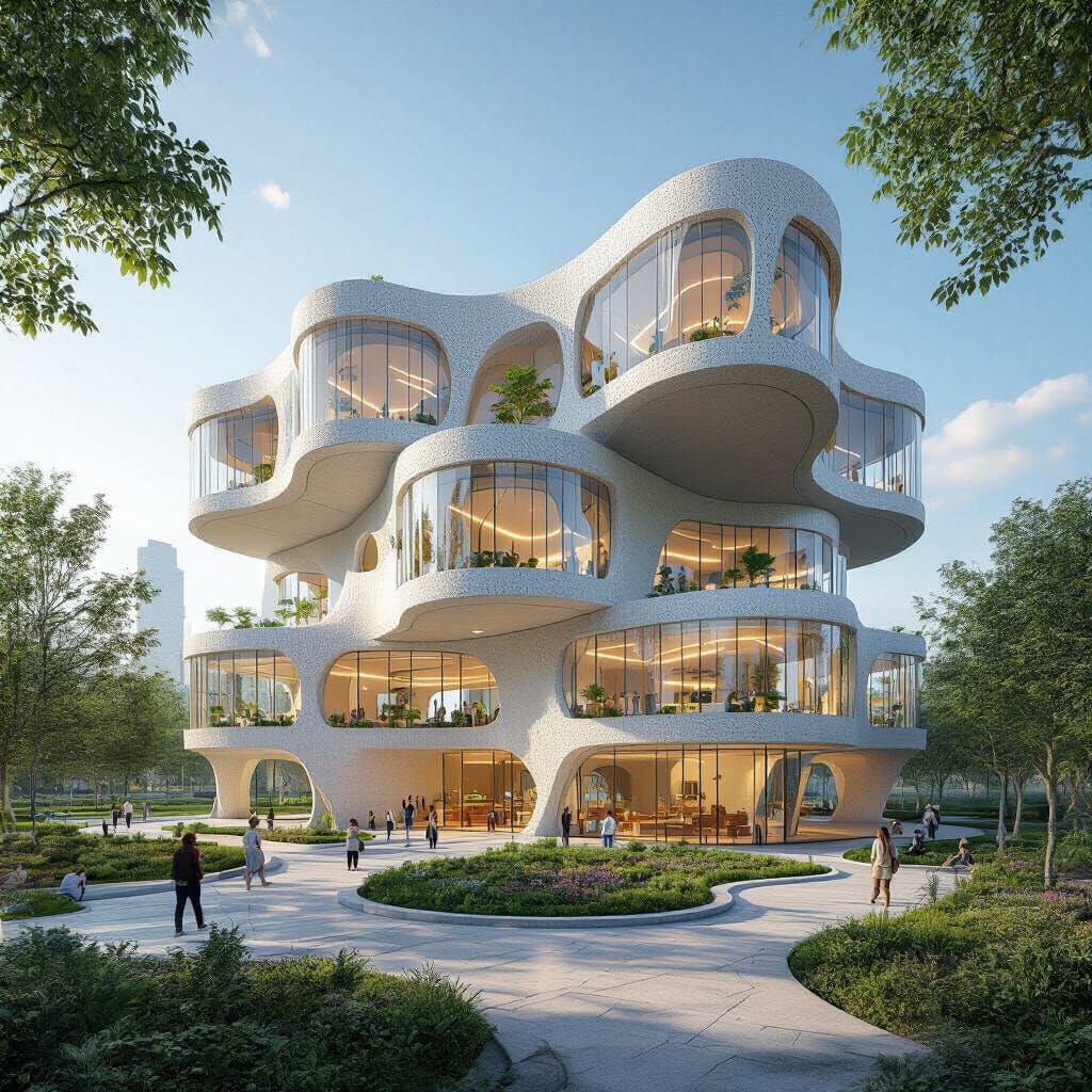 Futuristic Organic School Design in 3D Render