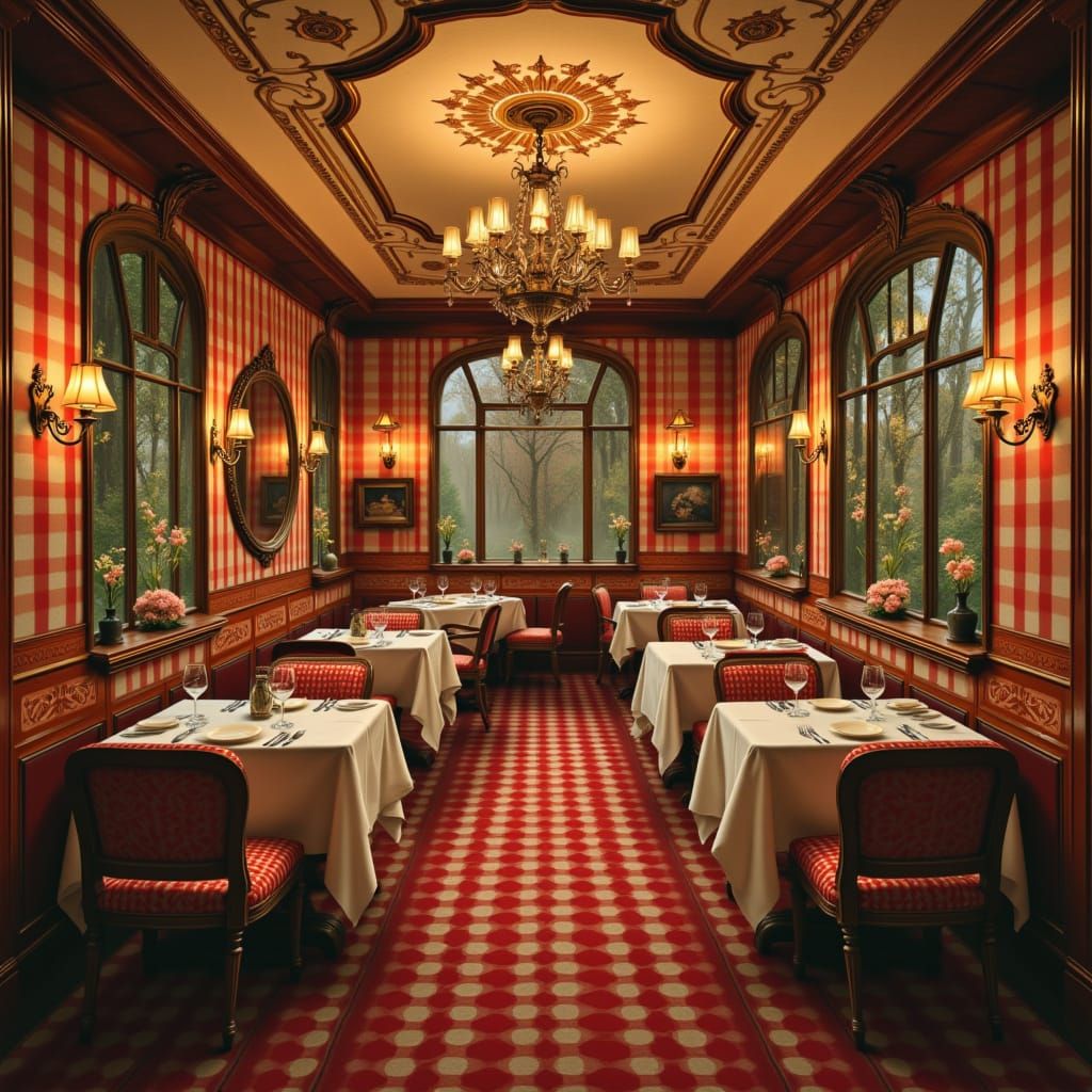Vintage Restaurant Interior in Art Nouveau Style