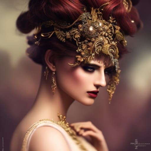 Pigeon with Beard in Floral Surrealism Style