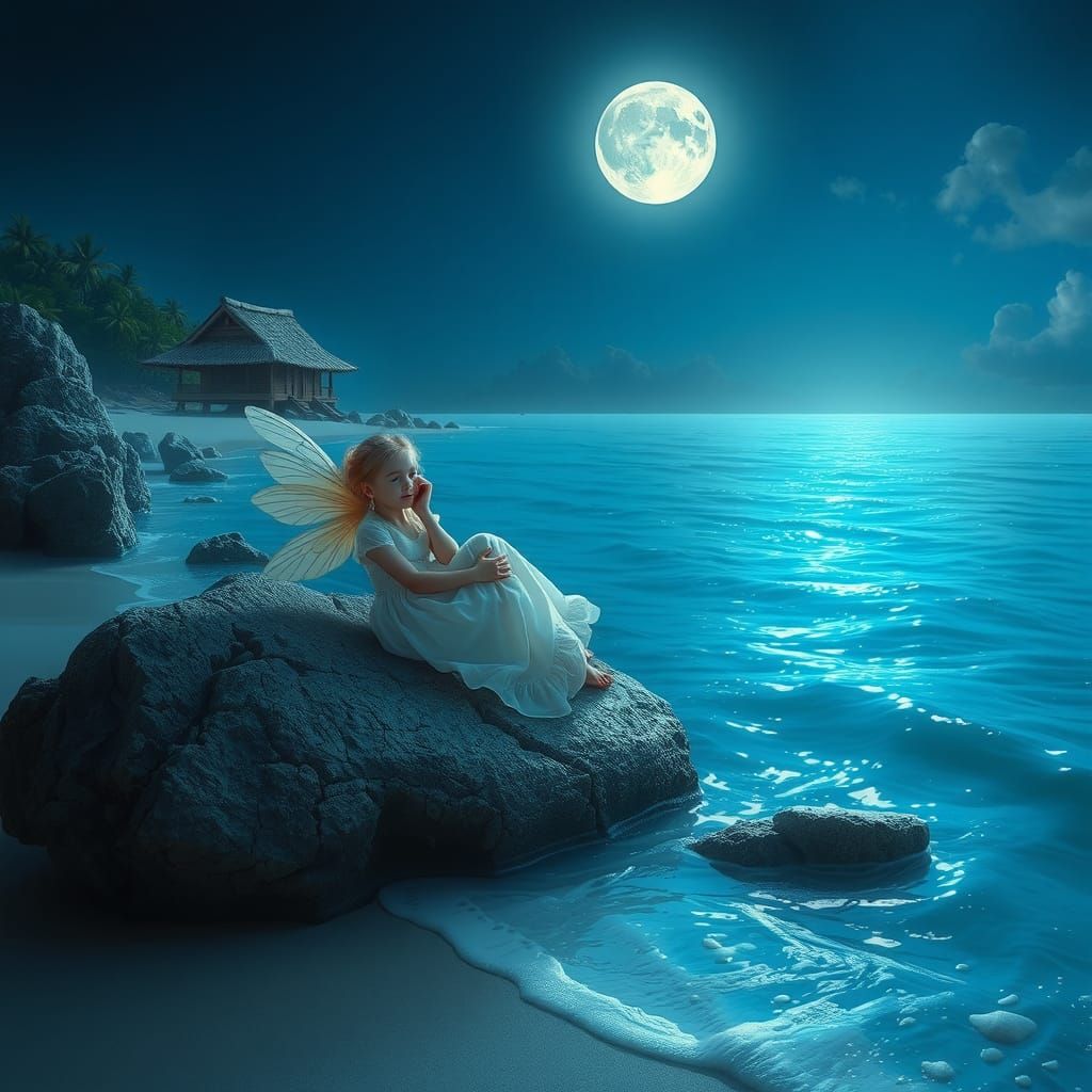 Moonlit Fairy by the Sea: Dreamlike Concept Art