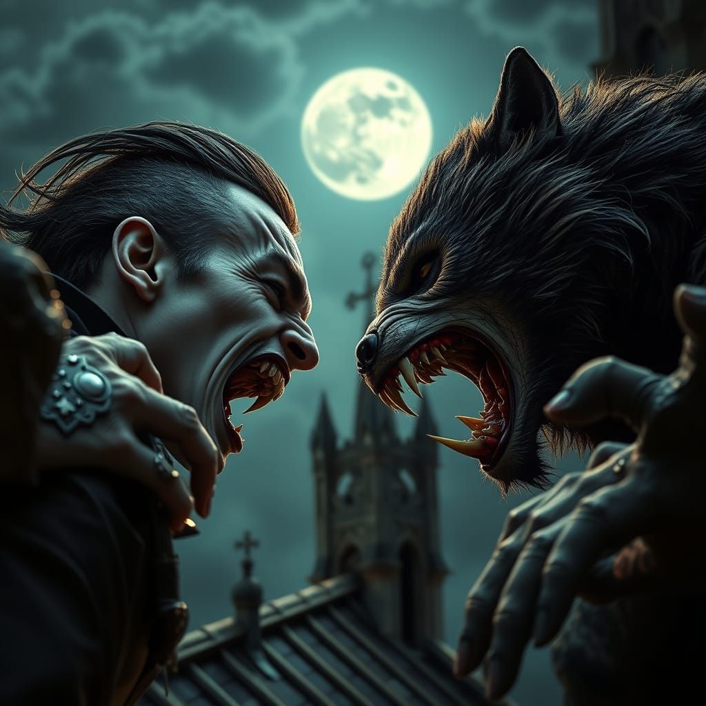 Supernatural Duel: Vampire vs Werewolf in Midnight Clashes