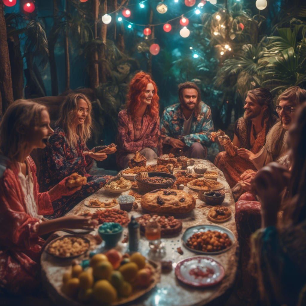 Hyperreal Pajama Party Cinematic Film Still