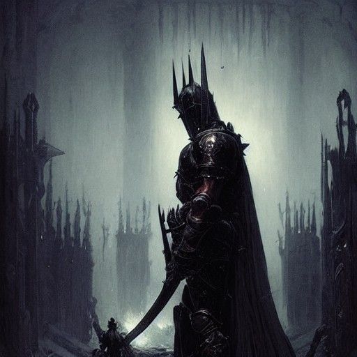 Dark Paladin with Greatsword in Dark Fantasy Style