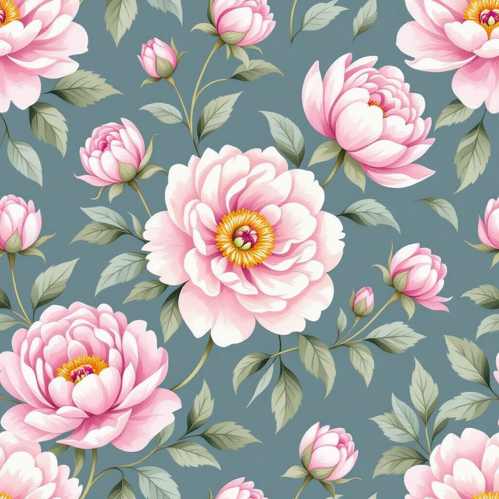 Pastel Peony Watercolor Floral Pattern