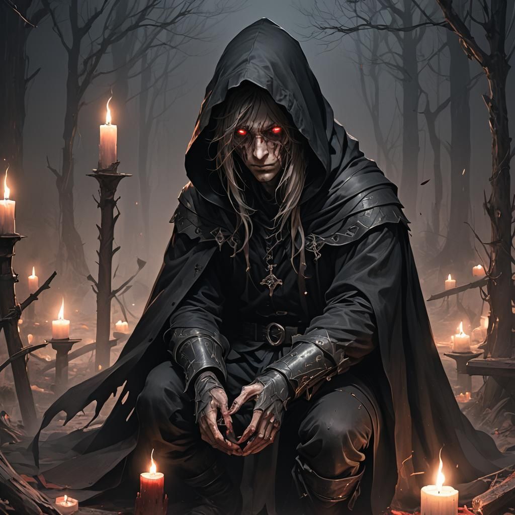 Dark Fantasy Horror Character in Anime Style