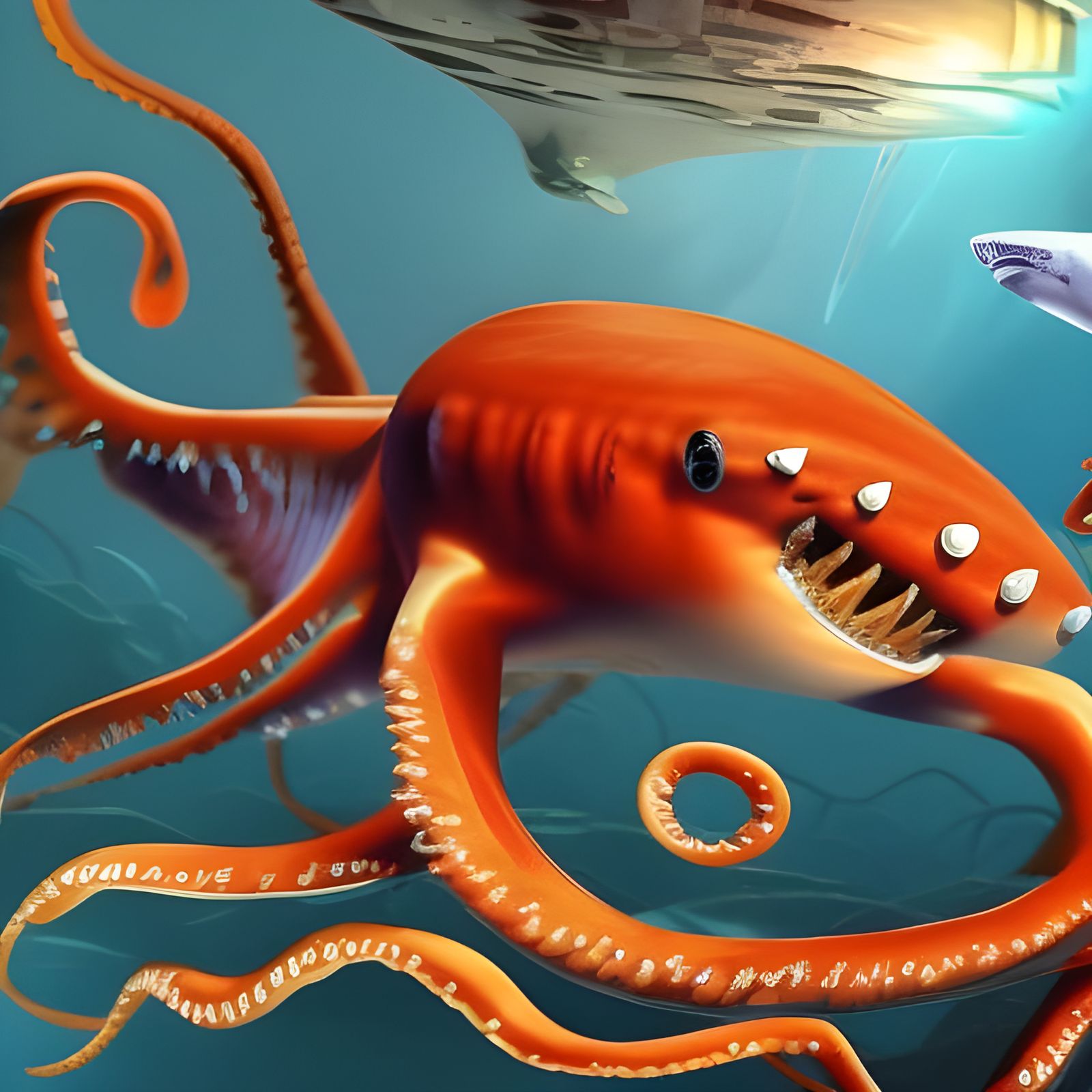 Jellyfish and Shark Fantasy Concept Art