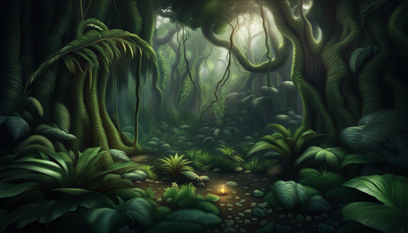 Mystical Realistic Jungle Scene