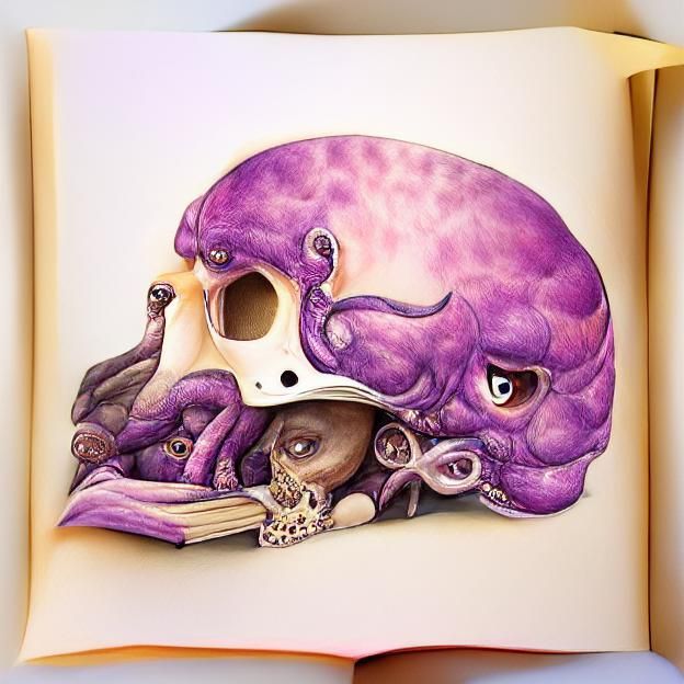 Detailed Octopus Skull Illustration