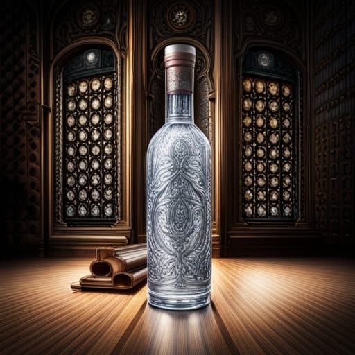 Hyperrealistic Vodka Bottle with Matroskas Inside