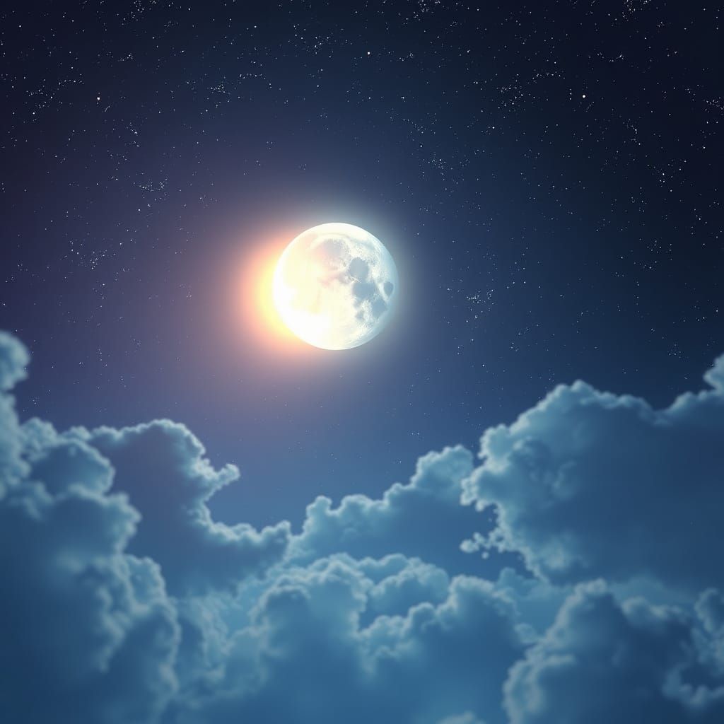 Luminous Moonlit Night in Anime Style