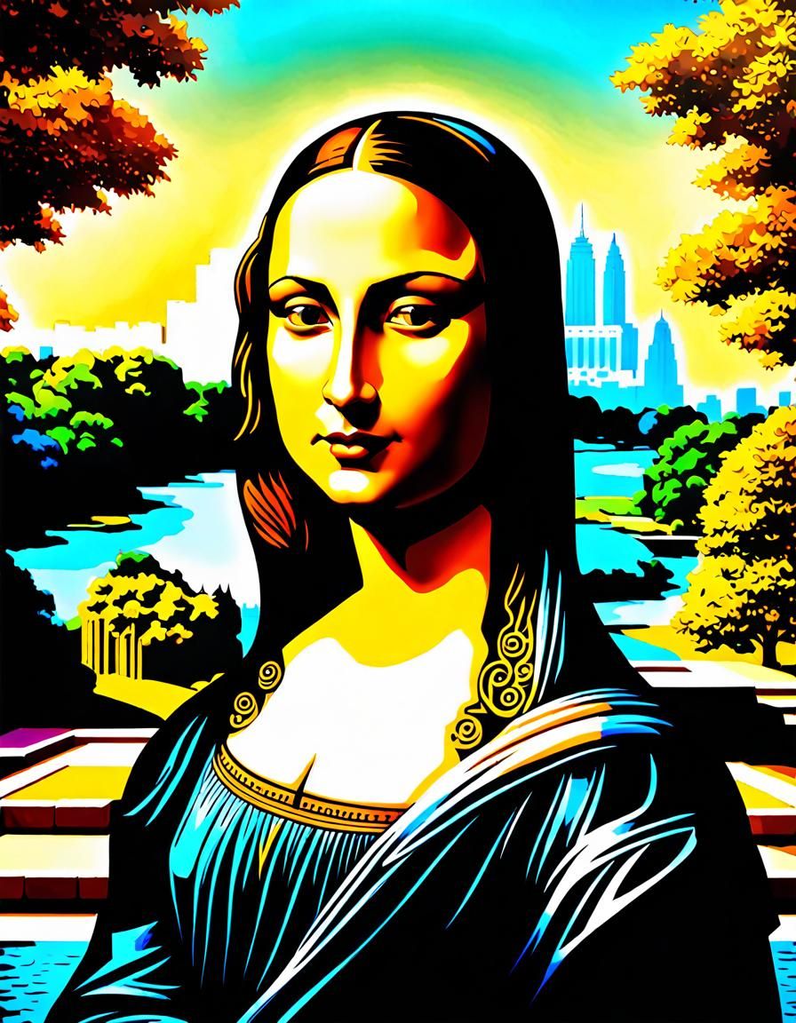 Mona Lisa in Central Park: Hyperdetailed Concept Art