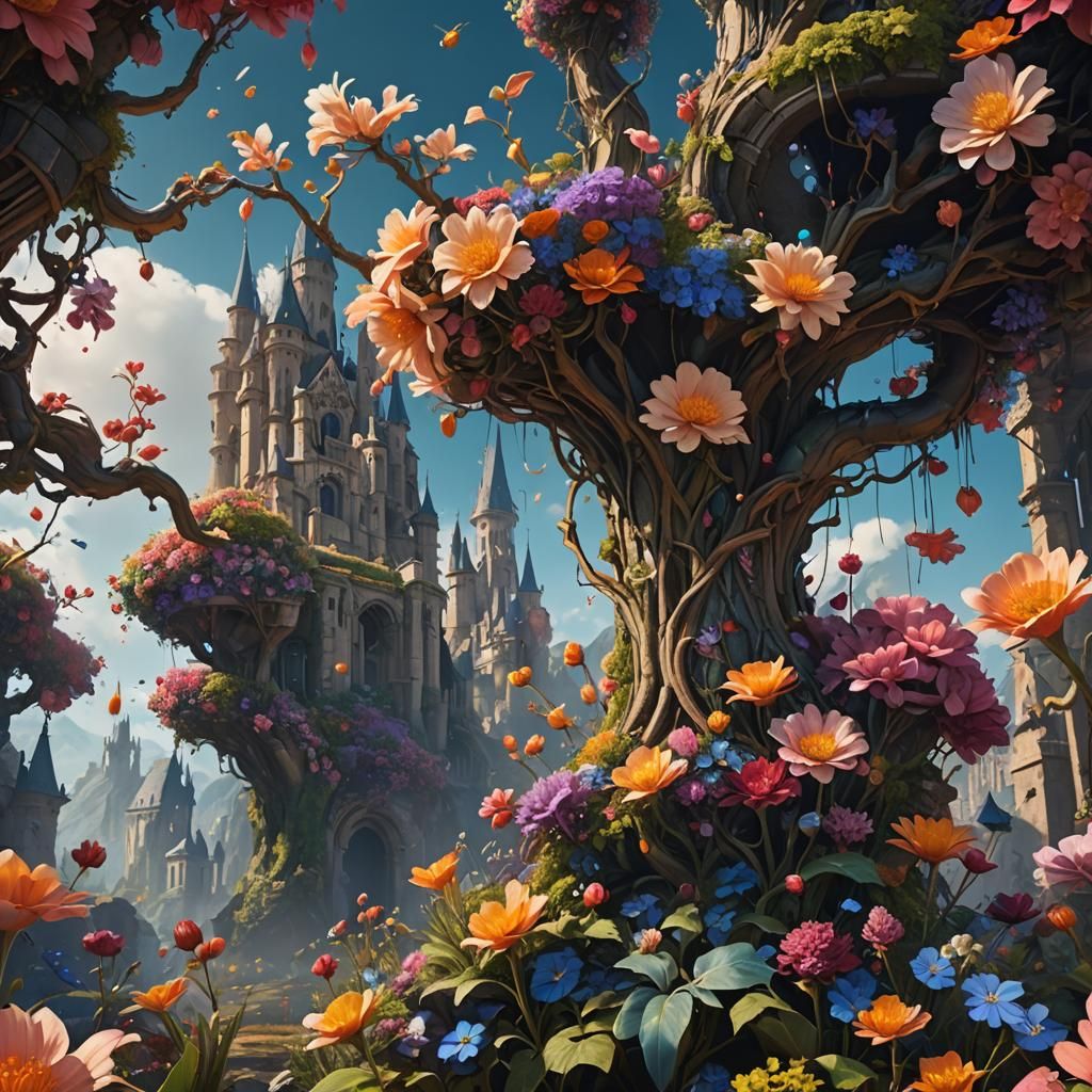 Detailed Matte Painting of Dried Flowers