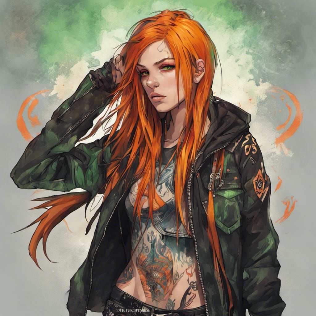 Vi Arcane Inspired Woman with Sidecut and Tattoos