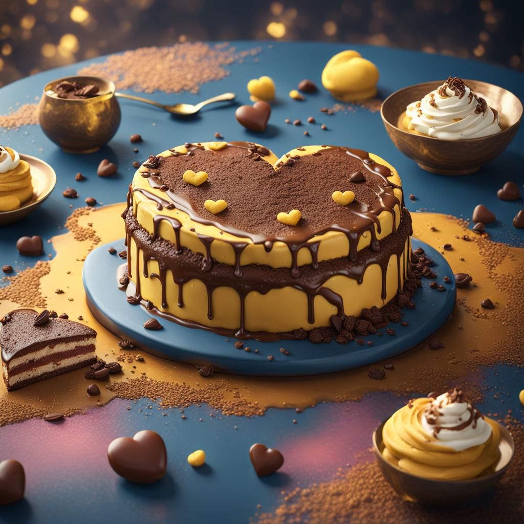 Heart Tiramisu Dessert: Detailed Matte Painting