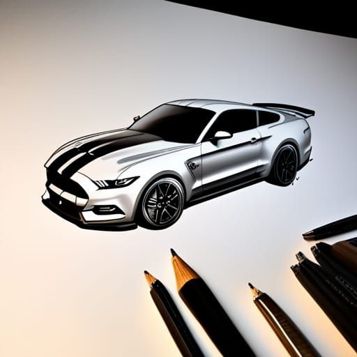Ford Mustang Shelby GT 80 Pencil Sketch