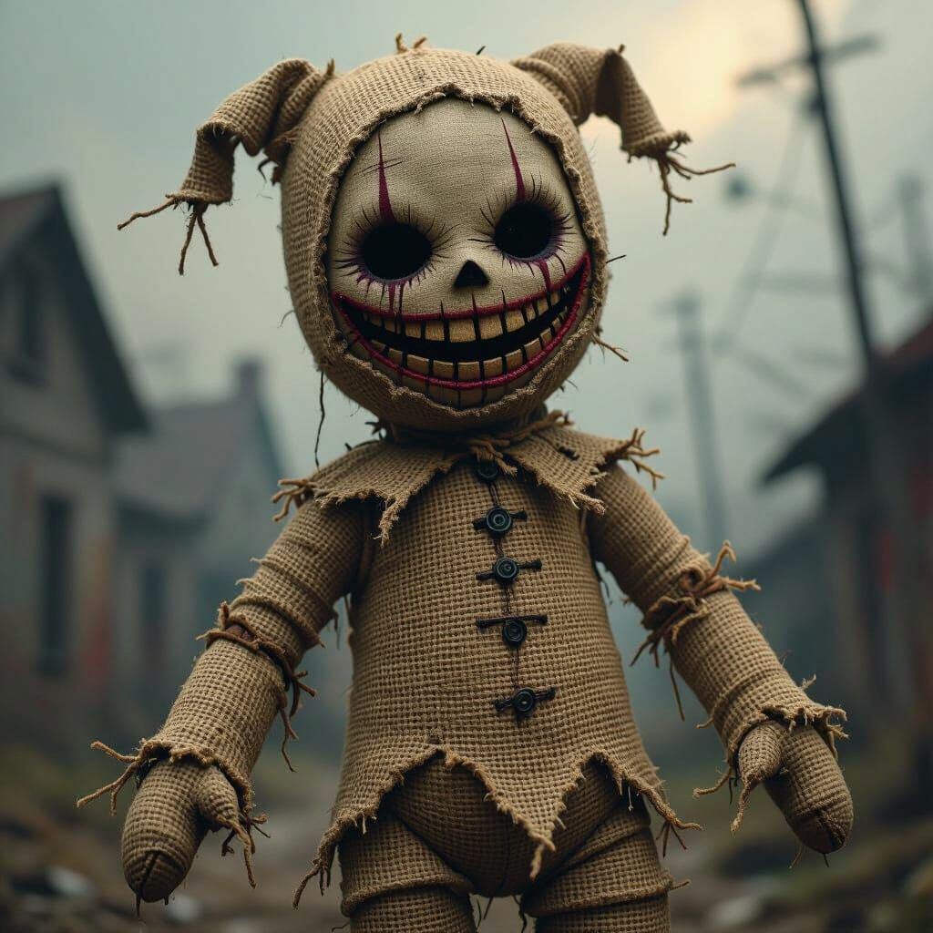 Scary Voodoo Doll with Sinister Grin
