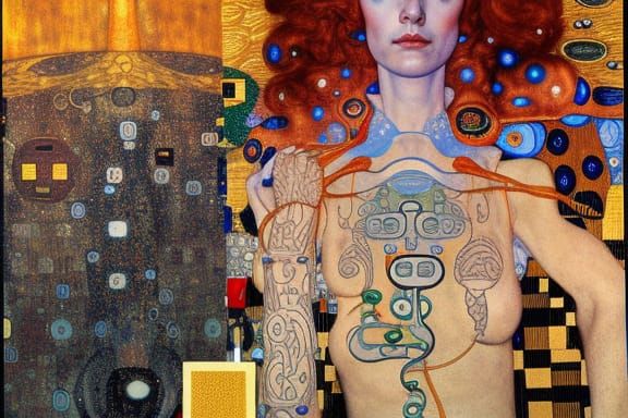 Self-Aware Machines in Klimt-Inspired Surrealism