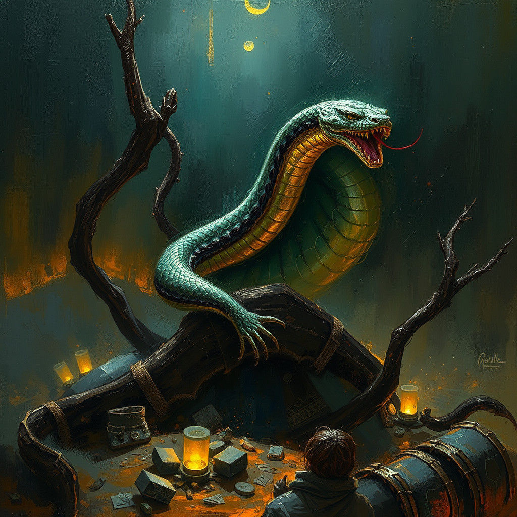 Ethereal Serpent in Australian Tonalism Style