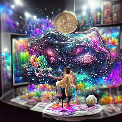 Holographic Cosmic Dream in Mixed Media Style