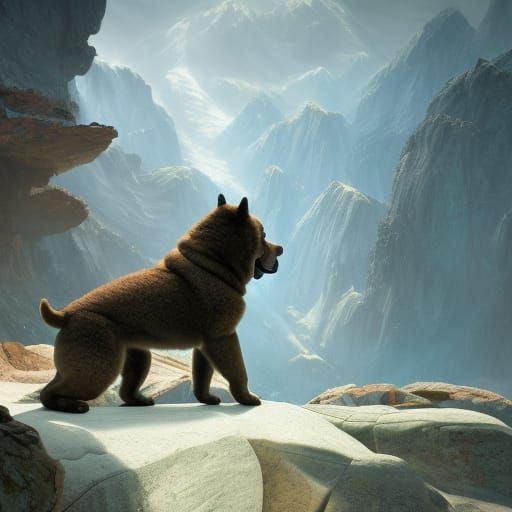 Chow Chow Dog Yoga: Detailed Fantasy Art