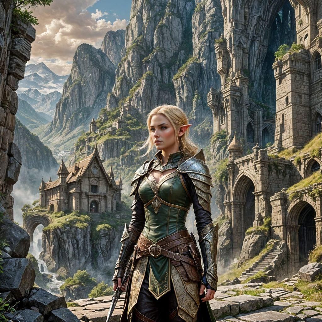 Epic Fantasy Fighter in Dynamic Battle Pose