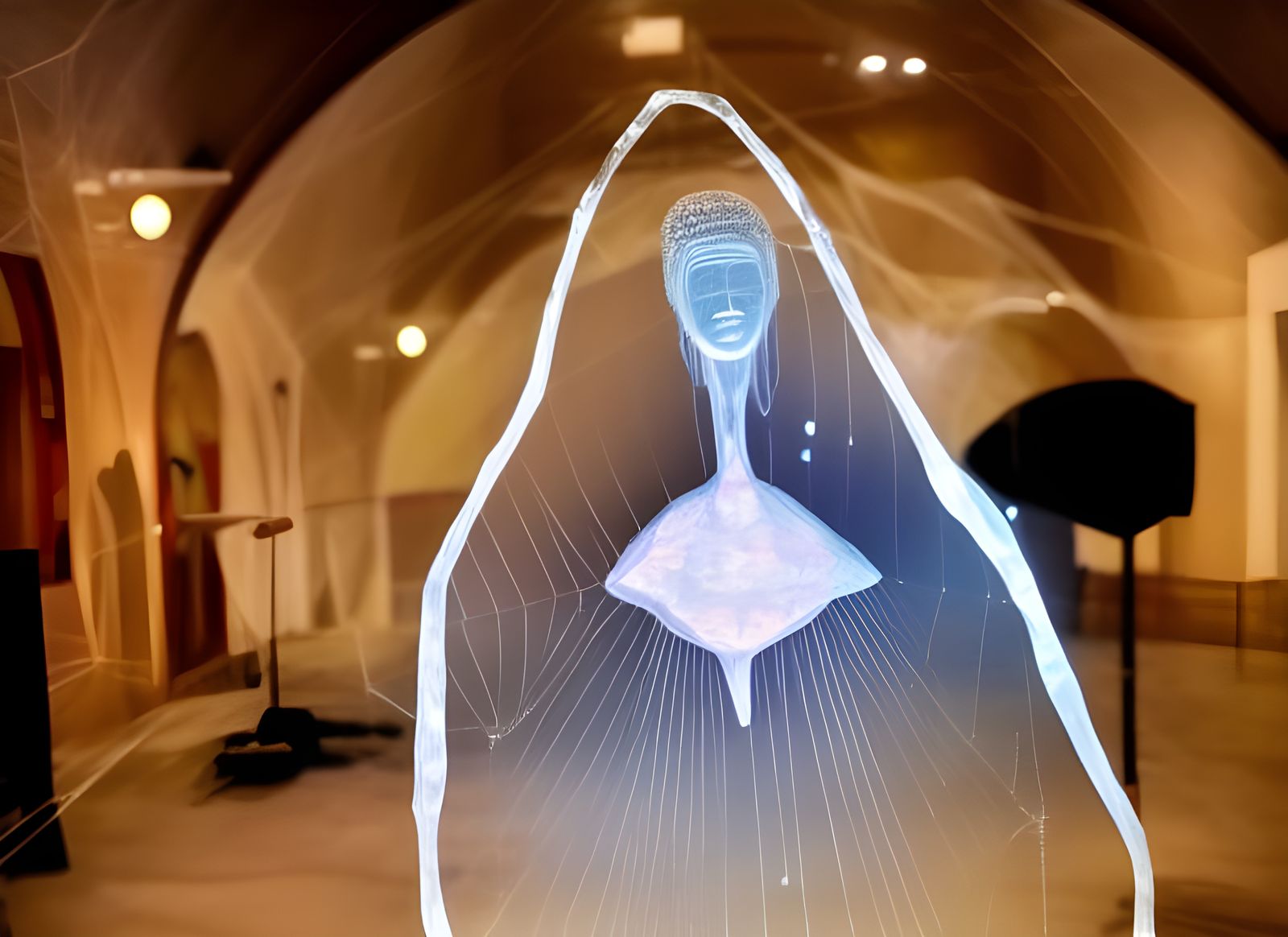 Crystal Spiderweb Sculpture with Opalescent Details