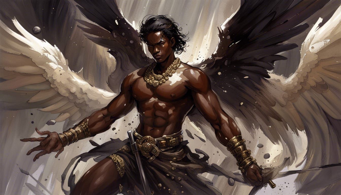 Epic Angel War Featuring African Prince in Splash Art