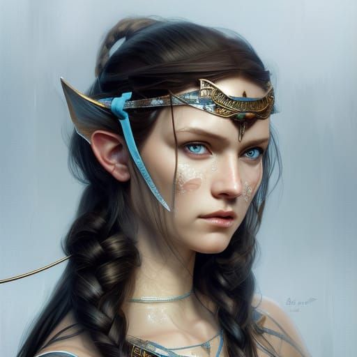 Archer Elf Portrait in Hyperdetailed Digital Art Style