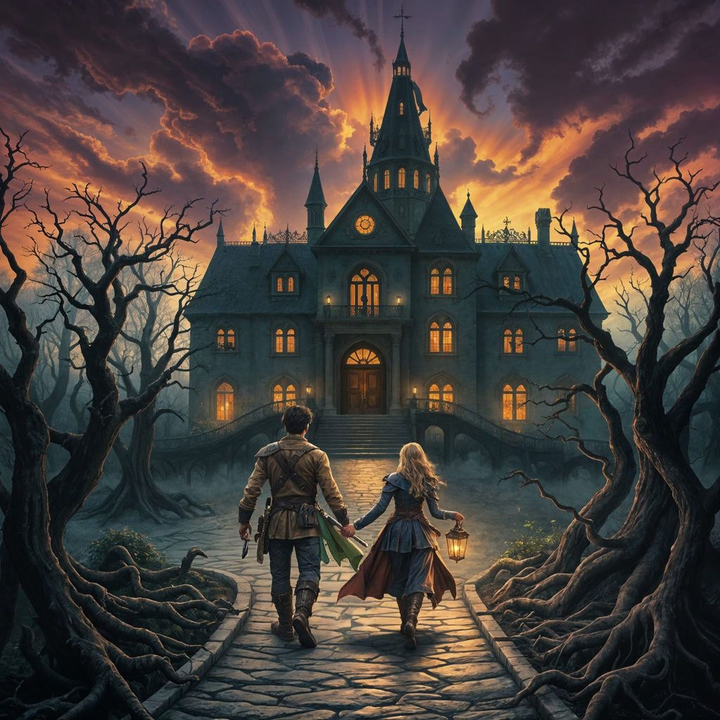 Epic Dark Fantasy Scene in Board Game Style