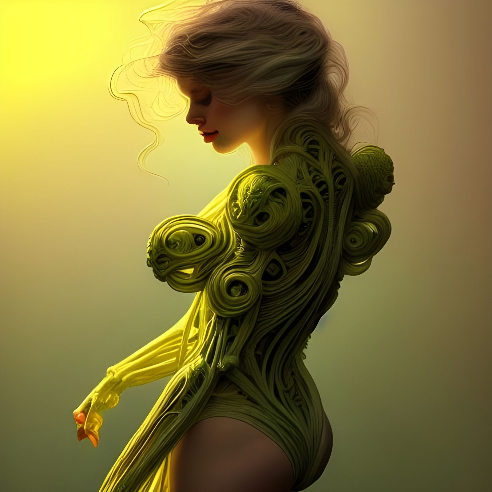 Intricate Yellow and Green Design in 8K