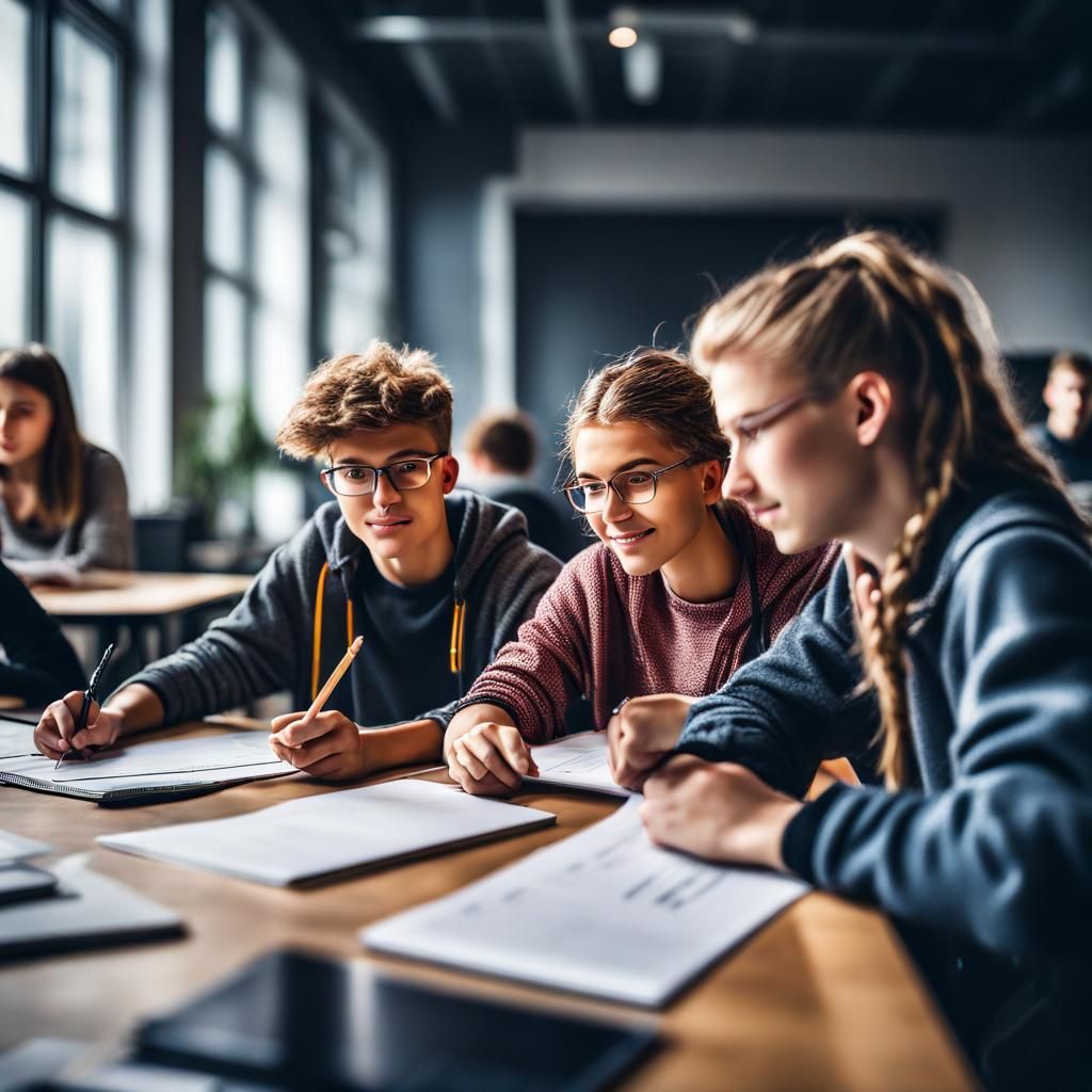 Teen Students Agile Teamwork in Scandinavian Style