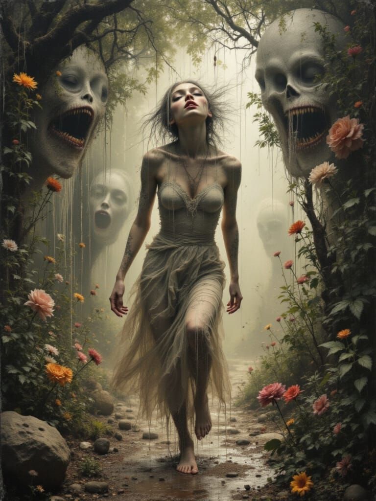 Whimsical Witch Dances in Summer Rain