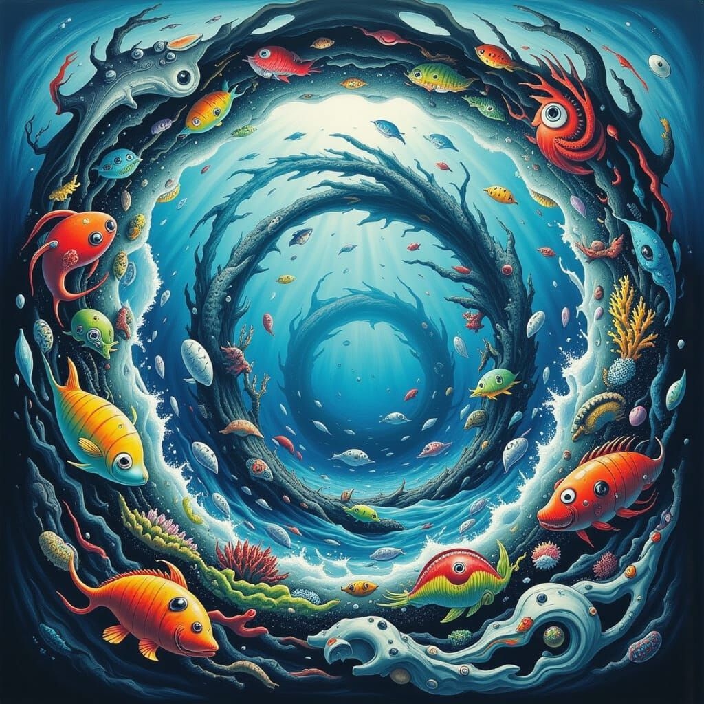 Vibrant Fish Circle Mesmerizing Whirlpool in Coral Reef