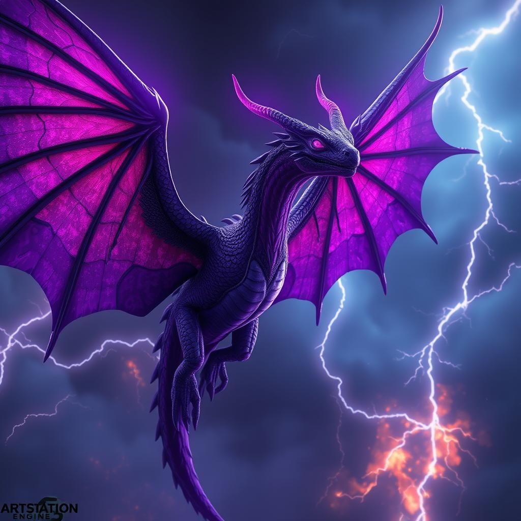 Purple Dragon Butterfly Wings Artstation Fantasy