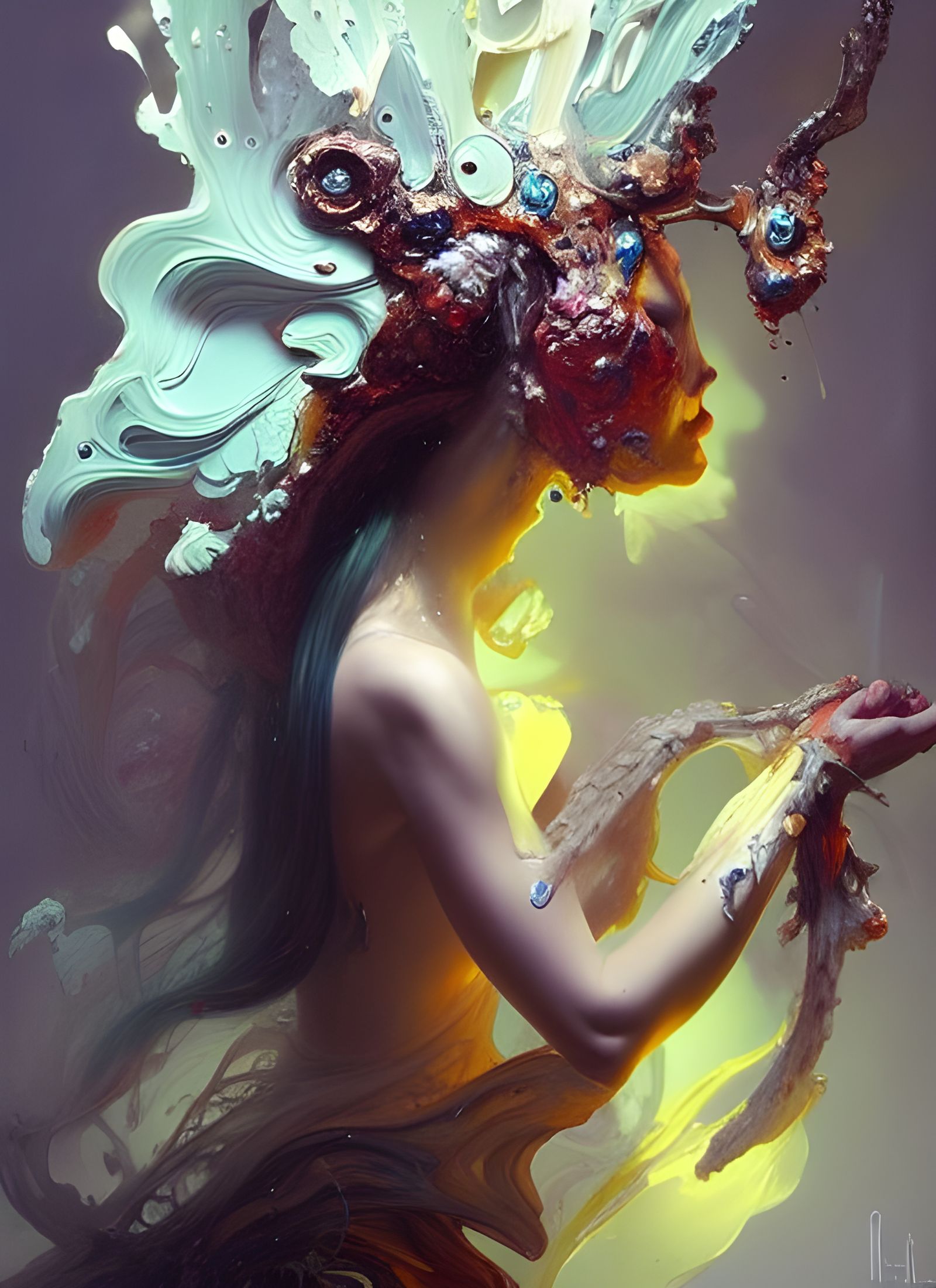 Striking Portrait with Color Smashing and Wax Accents