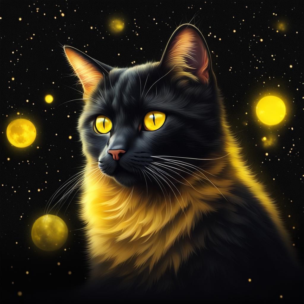 Cute Galaxy-Eyed Cat in Photorealistic Style