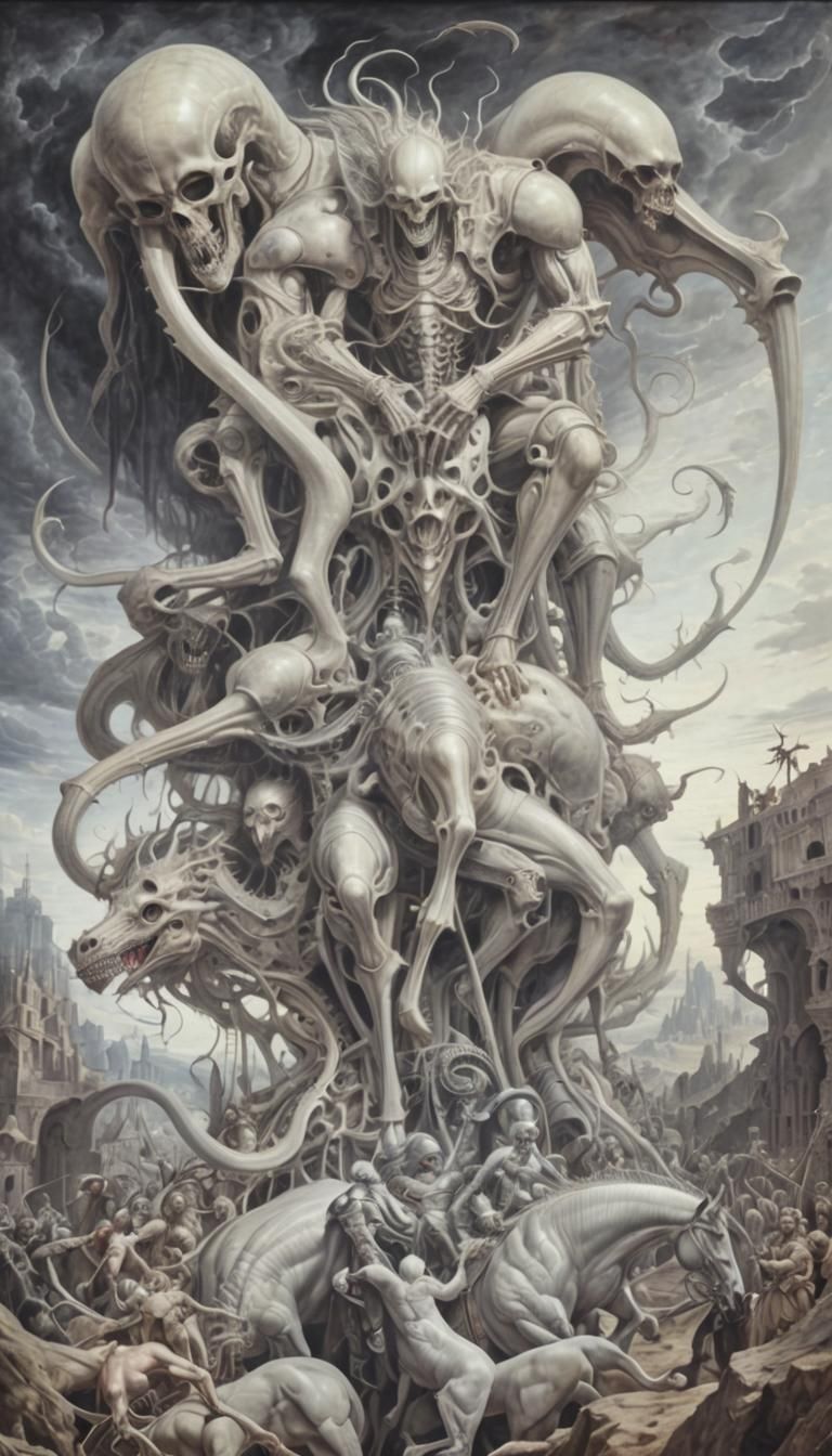 Death on a Pale Horse in Surrealist Style