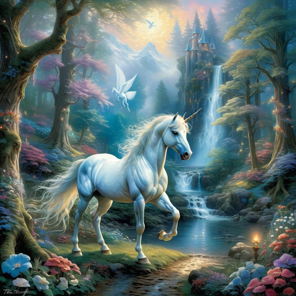Enchanted Forest: Pegasus, Unicorn, and Fairies