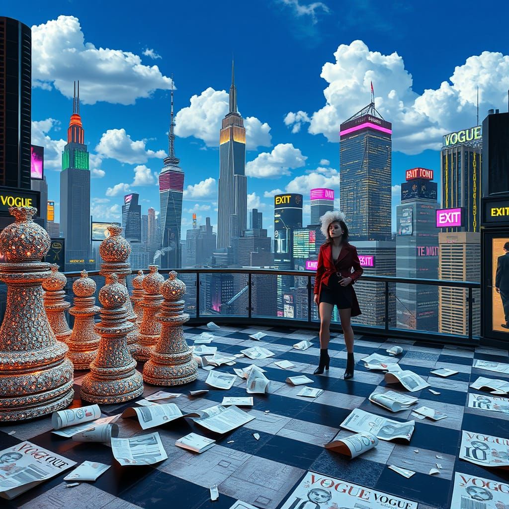 Cyberpunk Cityscape in Diamond-Encrusted Glory