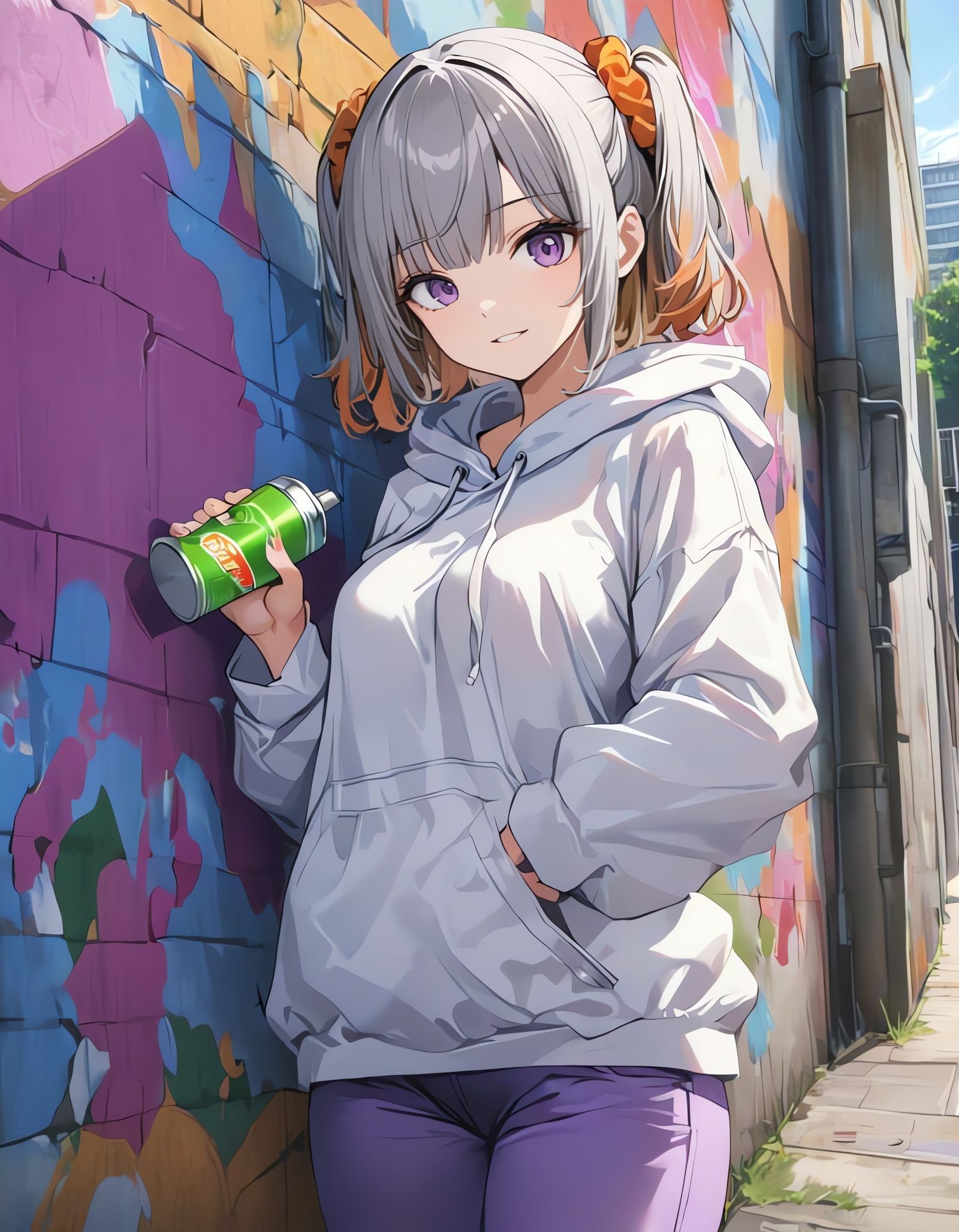 Girl Artist Paints Vibrant Mural on City Wall