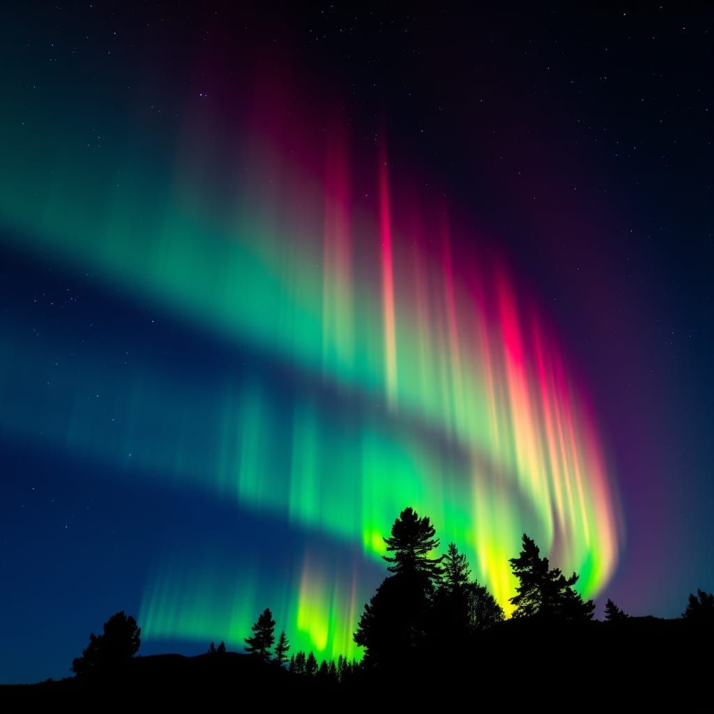 Ethereal Aurora Borealis in Vibrant Iridescent Stripes