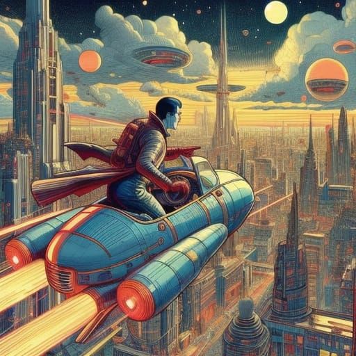 Epic Retro Sci-Fi Adventure in Cosmic Comic Book Style